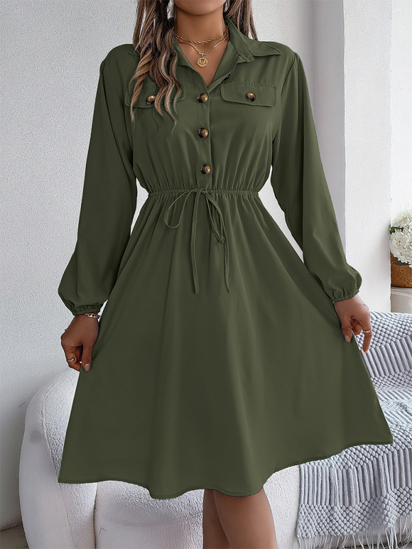 Button Collared Shirtdress