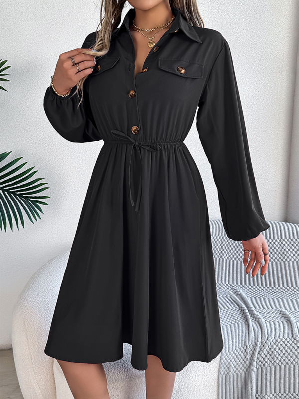 Button Collared Shirtdress