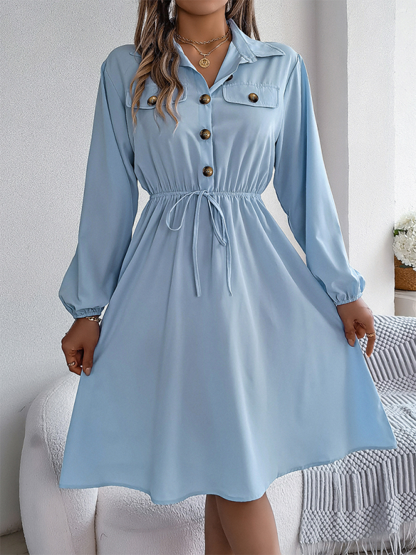 Button Collared Shirtdress