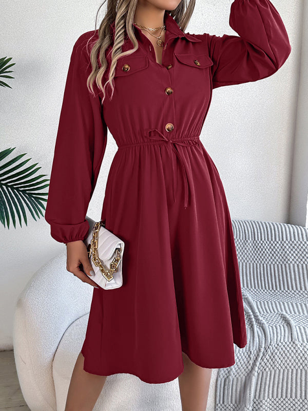 Button Collared Shirtdress