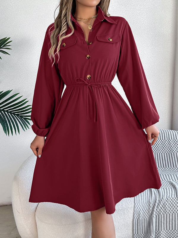 Button Collared Shirtdress