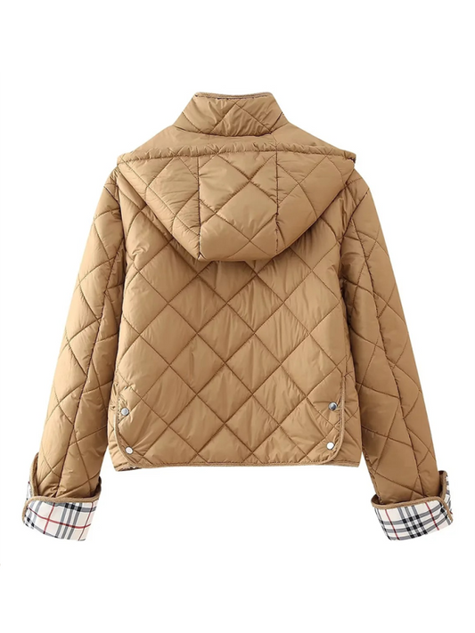 Diamond Quilted Hooded Jacket