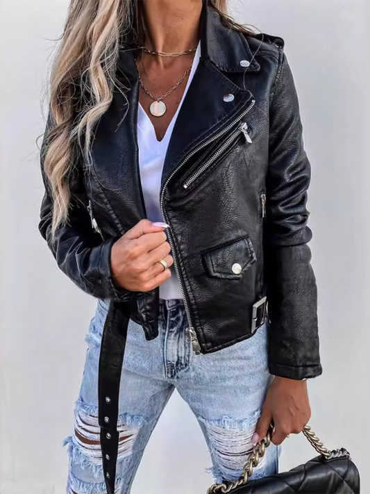 Faux-Leather Moto Jacket