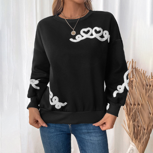 Heart Embroidery Sweatshirt