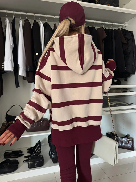 Stripe Hoodie Tunic Set