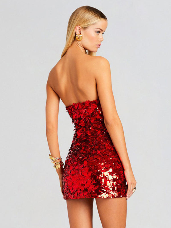 Sequin Strapless Mini Dress