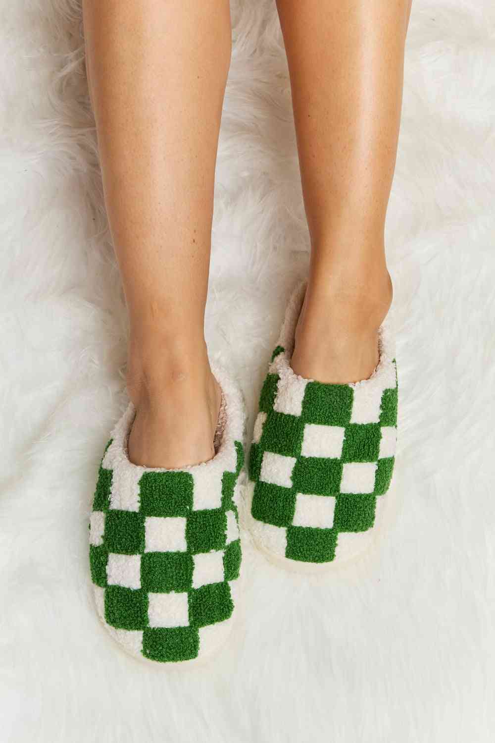 Checkered Plush Slippers
