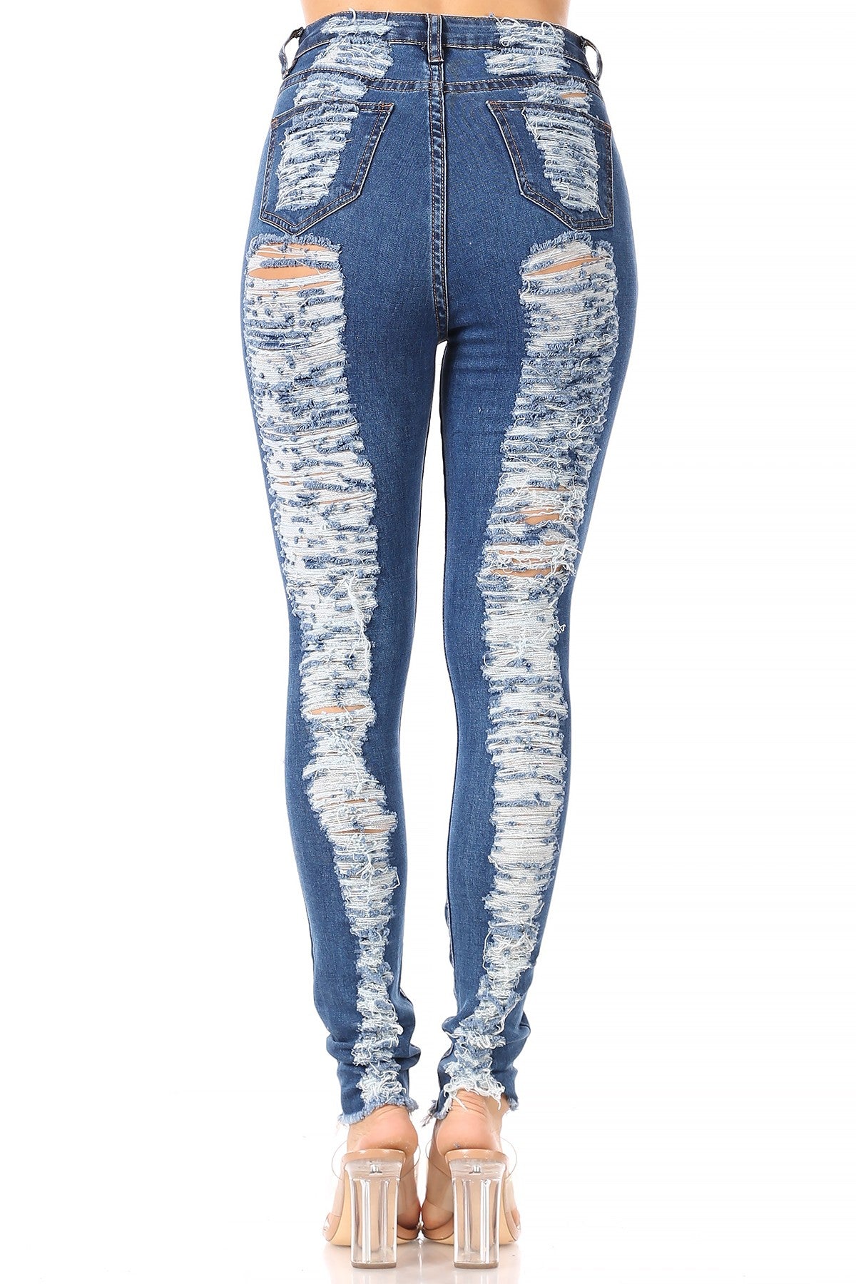 High-Rise Distress Jeans
